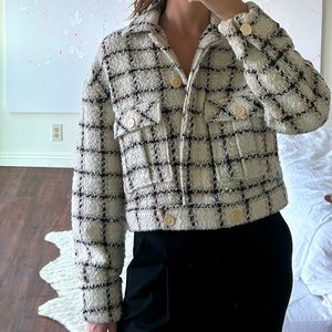 Anine Bing Cropped Tweed Jacket